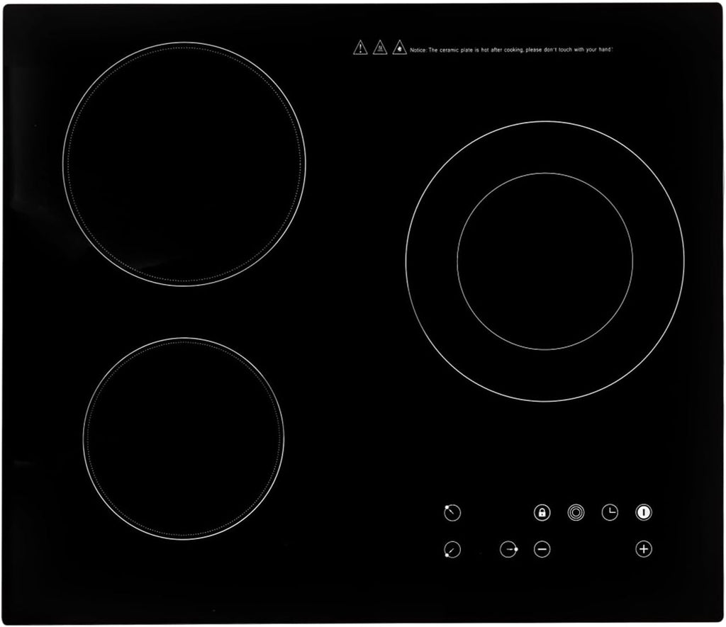 3 Burners Electric Cooktop, Radiant Electric Stove Top Built-in Ceramic Stove Countertop Flat Top Stove with 9 Power Levels, Timer & Kid Safety Lock, Slide Touch Control