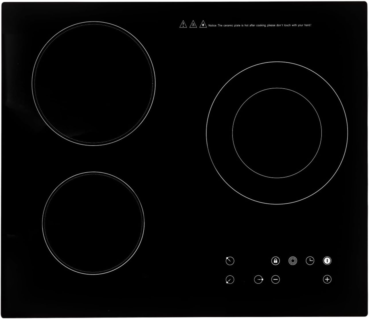 3 Burners Electric Cooktop, Radiant Electric Stove Top Built-in Ceramic Stove Countertop Flat Top Stove with 9 Power Levels, Timer & Kid Safety Lock, Slide Touch Control