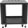 9U Server Rack with Wheels&Leveling Feet, Freestanding Rolling Open Frame IT Network Server Cabinet Rack Shelf for Audio Video Music Recording Computer AV Data & IT Equipment,Black