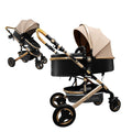 Convertible Baby Stroller with Sleep Recline Sitting Modes Foldable Infant Stroller Reversible Newborn Travel Pram Baby Carriage with Big Rubber Wheels (Pink)