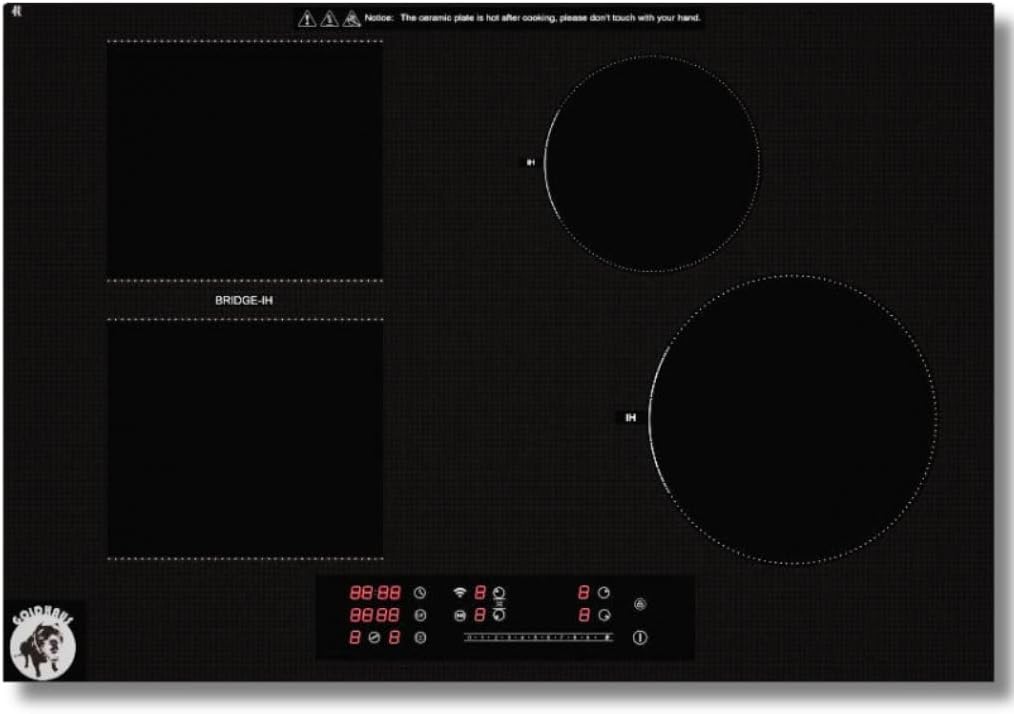Goldhaus GH-ICT30-4B-2500 30 Inch Induction Cooktop 4 Burners with 2500W Booster, Black with Golden Border