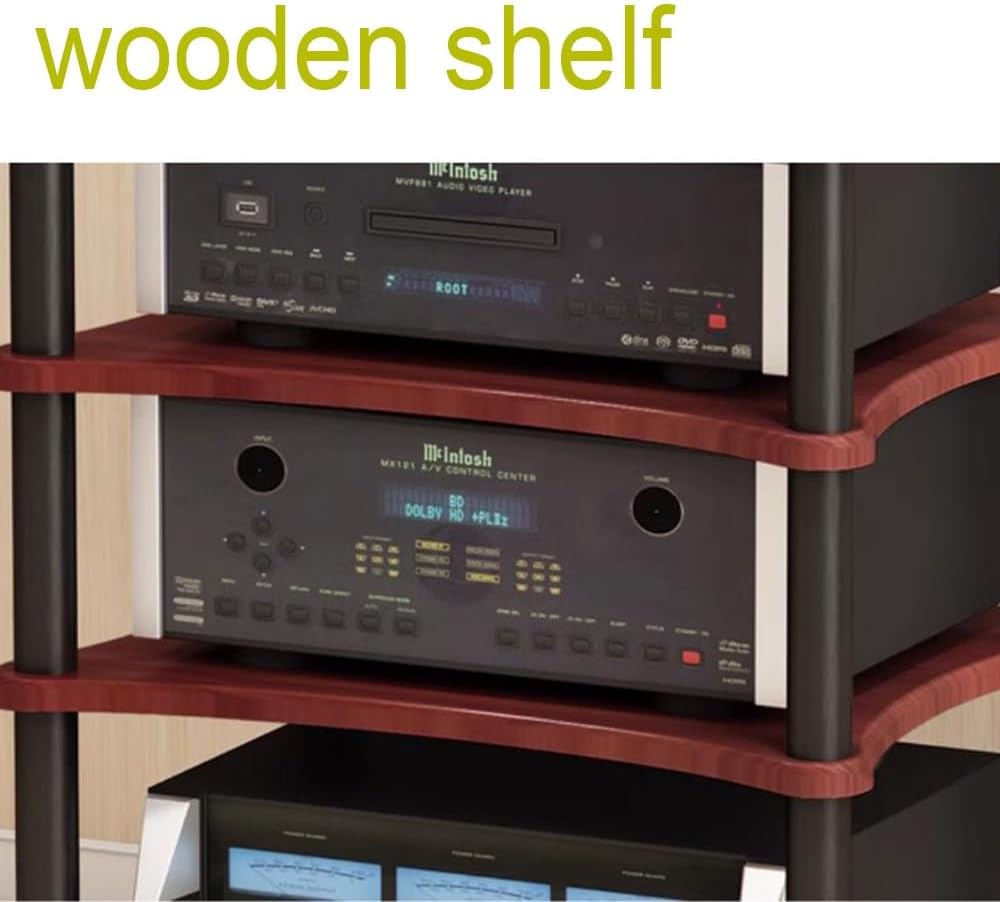 Wood HiFi Racks 24in Stereo Cabinet HiFi Regal Audio Rack Amplifier Rack AV Media Stand Floor-Standing Audio Video Components Cabinet(Brown,40cm/15.7in)