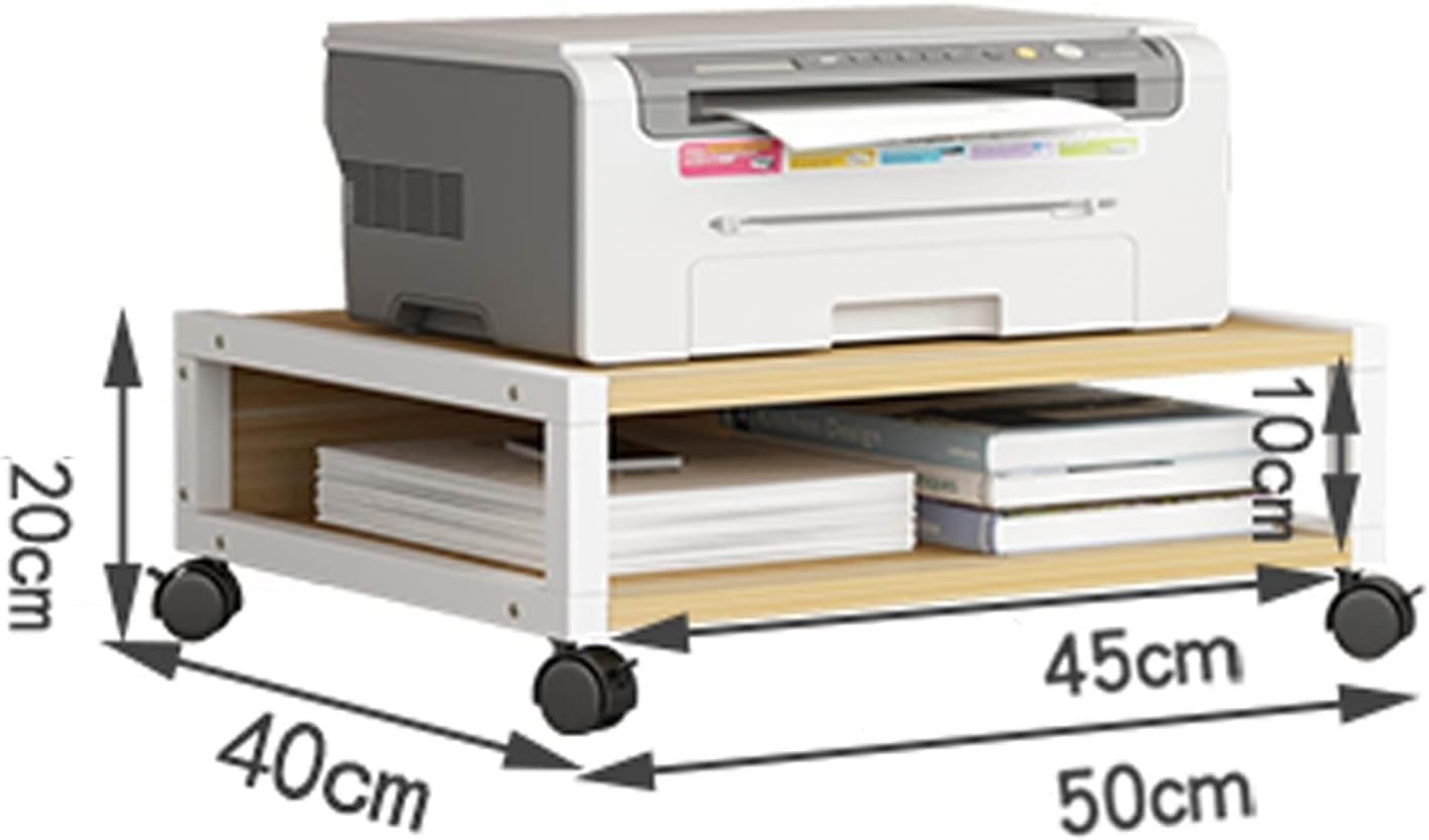 Printer Stand, 2 Tier Under Desk Printer Stand Small, Short Rolling Movable Printer Table with 4 Wheels and Locking Mechanism Office Print Stand for Mini 3D Printer Workspace Organizer