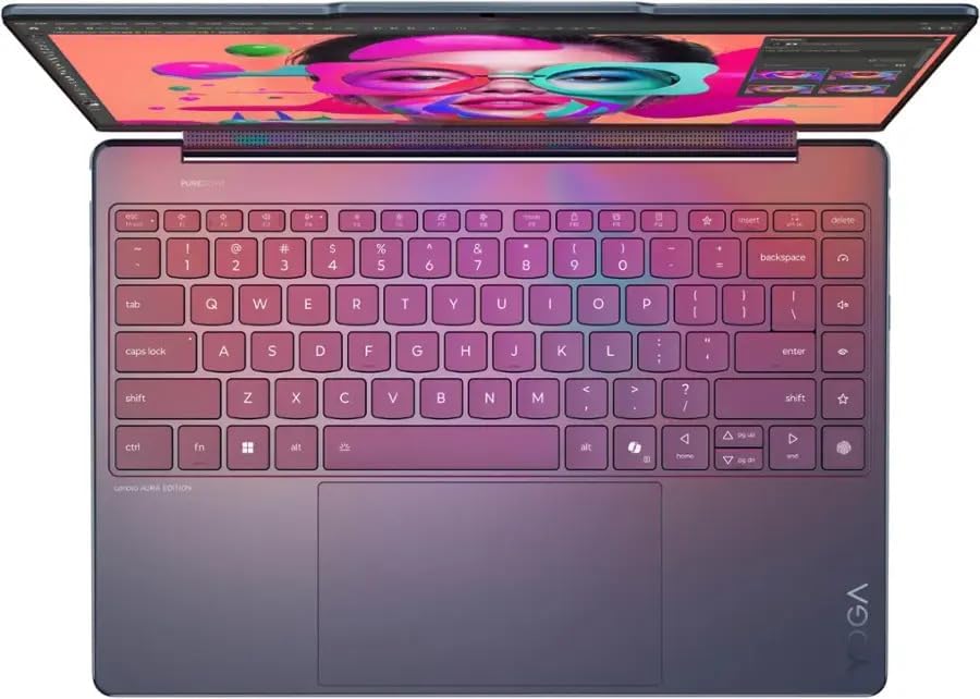 Lenovo Yoga 9i 2-in-1 Aura Edition 14' Copilot+ Laptop with 14.0' 4K OLED Touchscreen, Intel Ultra 7 258V 8-Core, 32GB RAM, 1TB M.2 NVMe SSD, Windows 11 Pro - Cosmic Blue