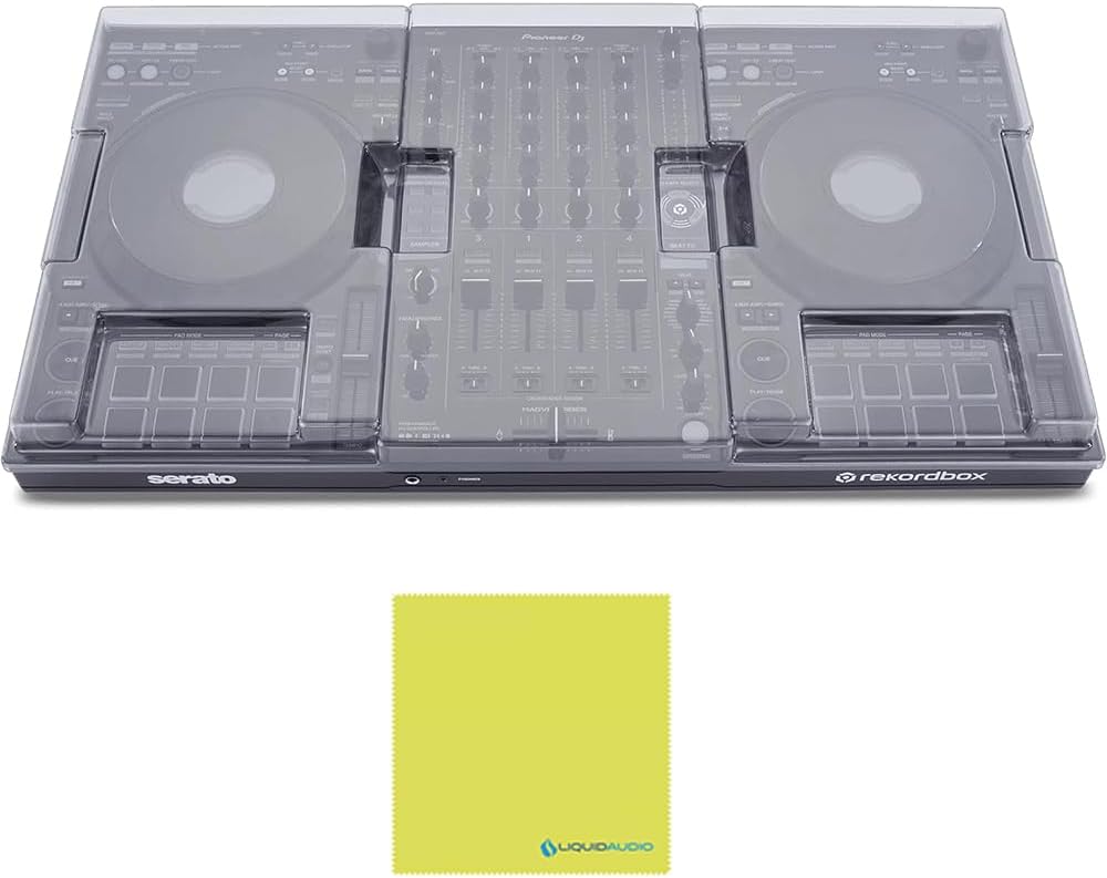 Decksaver DDJ-FLX10 Cover Bundle with Polishing Cloth – Polycarbonate Protective Cover for Pioneer DDJ-FLX10 DJ Controller, Shields from Dust & Impact, Clear Finish (DS-PC-DDJFLX10)