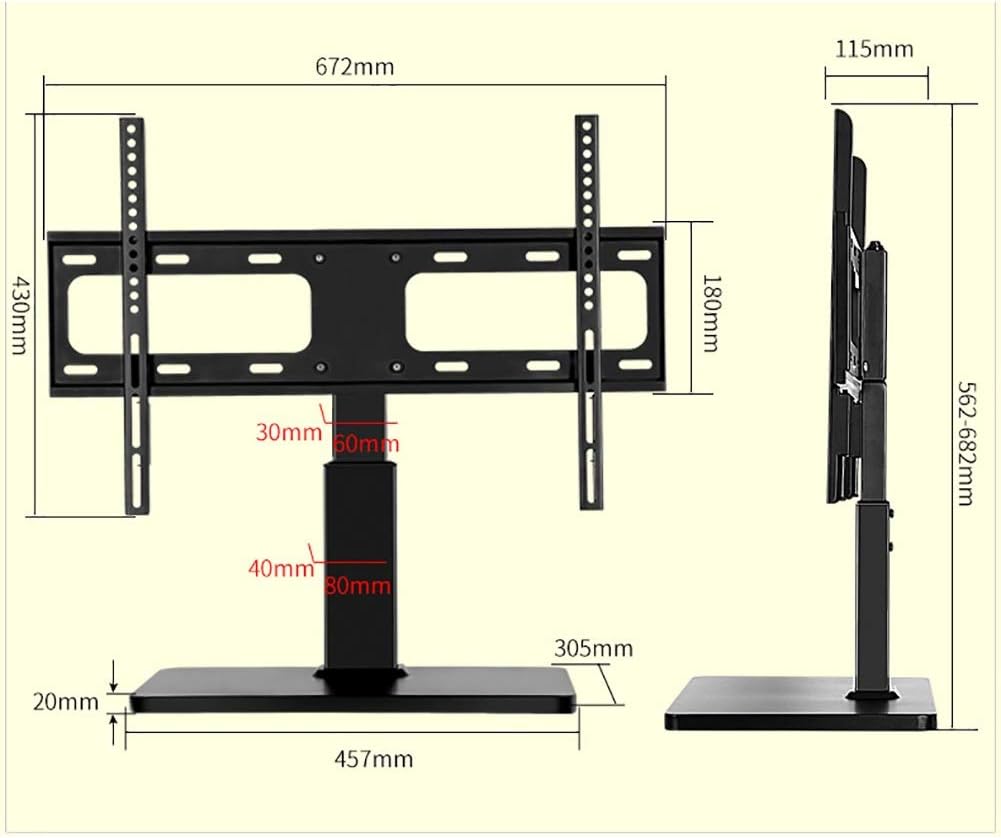 Cabinet Table Base for 32' - 60' Tv Adjustable Heights Swivel 90° Tabletop Pedestal Tv Bracket Mount Holds 35KgB