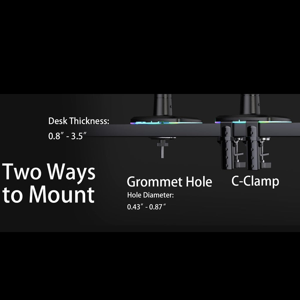 NB Gaming Monitor Arm or for 32 to 60 Inches Screen, Load up to 20 kg, VESA 75/100, RGB-Light, Heavy Duty, Multi Angle Adjustable, Premium Aluminum, Lake Blue