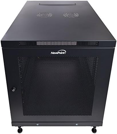 NavePoint 12U Network Cabinet with Wheels 33' Deep, 18U Wall Mount Server Rack with Locking Perforated Door, 19 Inch Rack for IT Equipment, 12U Network Rack Enclosure, 1000lbs Capacity, Black