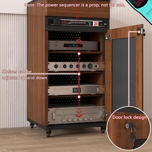 White Stereo Cabinet | 108cm Audio Rack | Media Console Stand for AV Components | Corner Audio Cabinet for Record Players | Stylish AV Media Storage