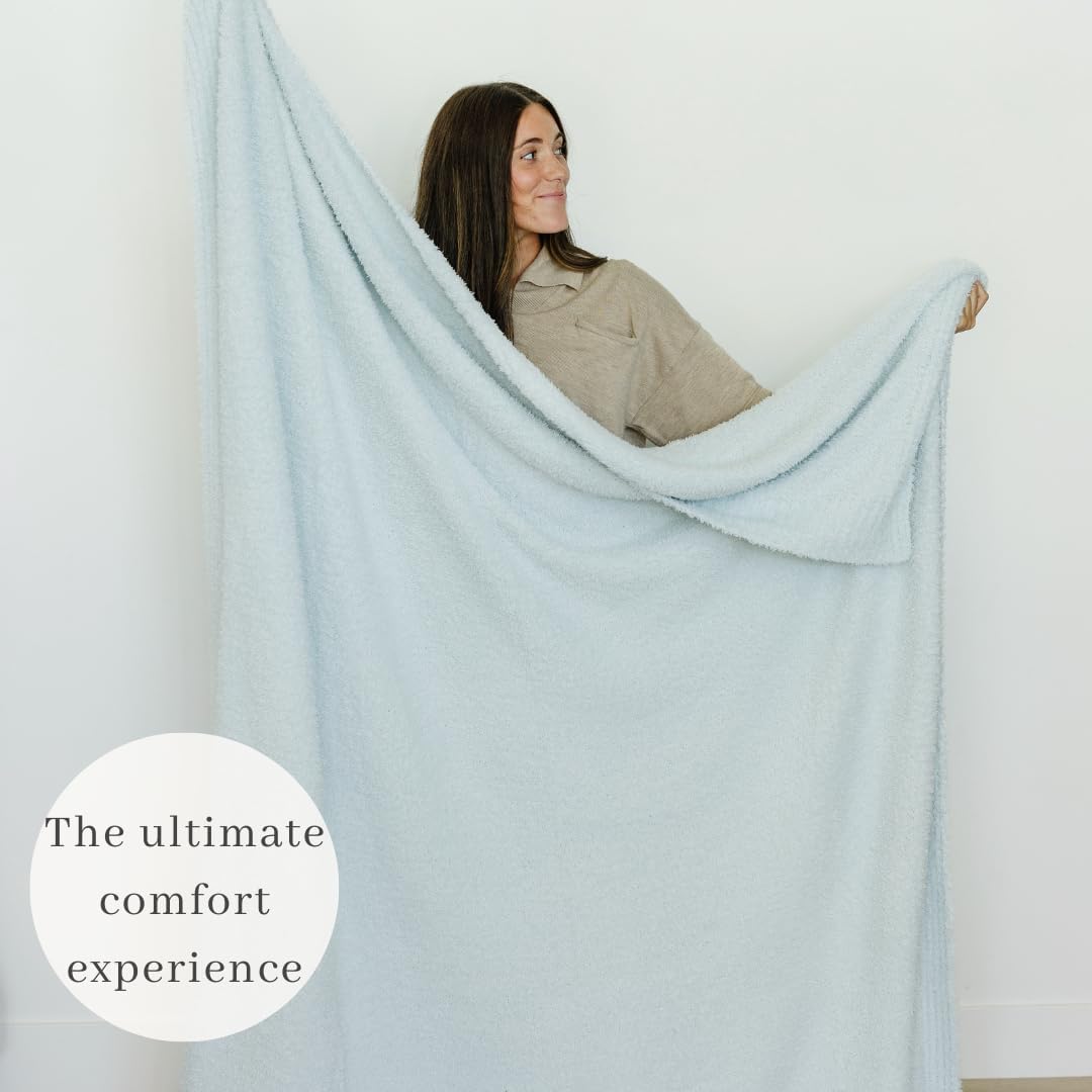 SARANONI Bamboni Luxury Throw Blanket | Oversized Super Soft Plush Home Decorative Comfy Blankets for Couch or Bed | Sky Blue - X-Large 60' x 80'