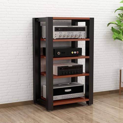 3-Tier Adjustable AV Media Stand, Stereo Rack for Home Theater, Reinforced Steel Audio Equipment Rack with Shelves & Footpads, 60x51x60cm (Black)