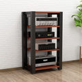 3-Tier Adjustable AV Media Stand, Stereo Rack for Home Theater, Reinforced Steel Audio Equipment Rack with Shelves & Footpads, 60x51x60cm (Black)