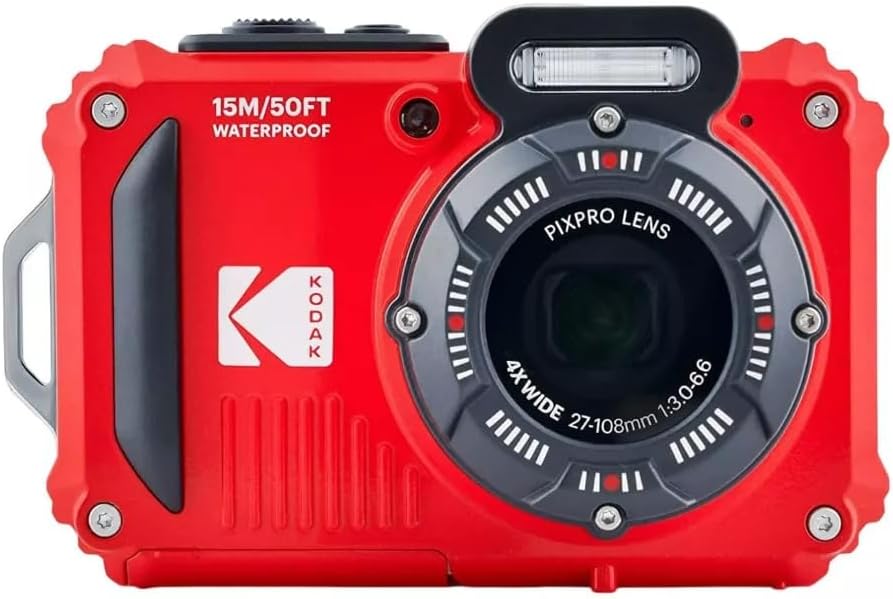 KODAK PIXPRO WPZ2 Waterproof Digital Camera Bundle, Includes: SanDisk 32GB MicroSD Memory Card, Spare Battery and More (5 Items) (Red)