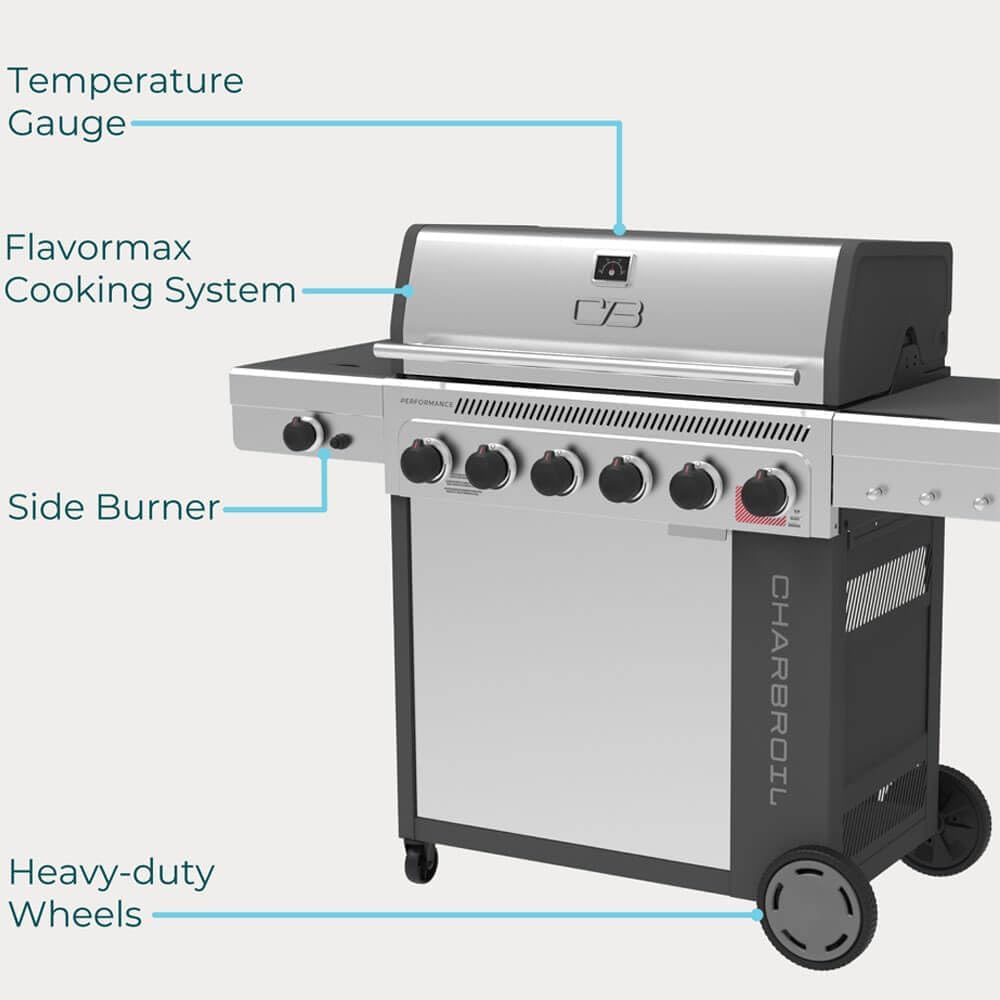 Char-Broil 463286125 Performance Series FlavorMax 6-Burner Gas Grill - Stainless
