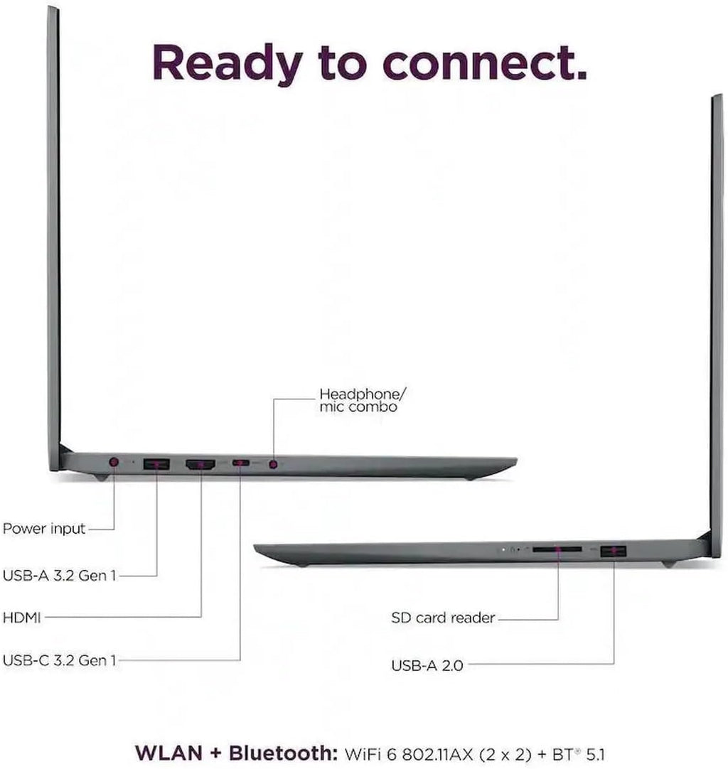 Lenovo IdeaPad 1i 15.6' Full HD Laptop|Intel Core i5-1335U|Intel Iris Xe Graphics|Webcam|Copilot|Grey| 16GB RAM | 256GB SSD |Windows 11 Home |Bundle with HDMI Cable