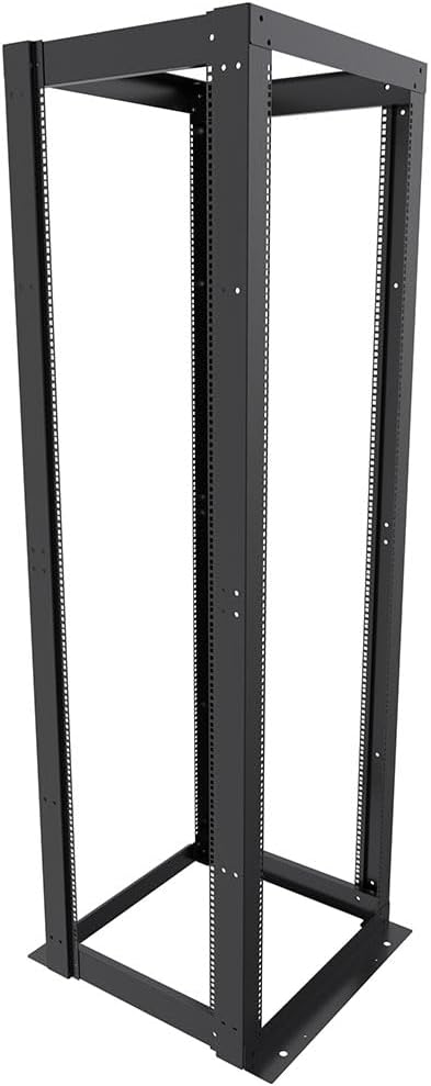 NavePoint 45U 23-inch Width 4-Post Frame Rack - Open Frame Rack with Cage Nut for 23-Inch Equipment, Server Rack 881lbs Weight Capacity, Floor Mount, RU Markings