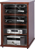 Wooden Media Cabinet, 4-Shelf Audio Rack Tower, 56x50x100cm, Stylish Record Player Stand, Multipurpose Storage Shelf for Home Entertainment & Living Room