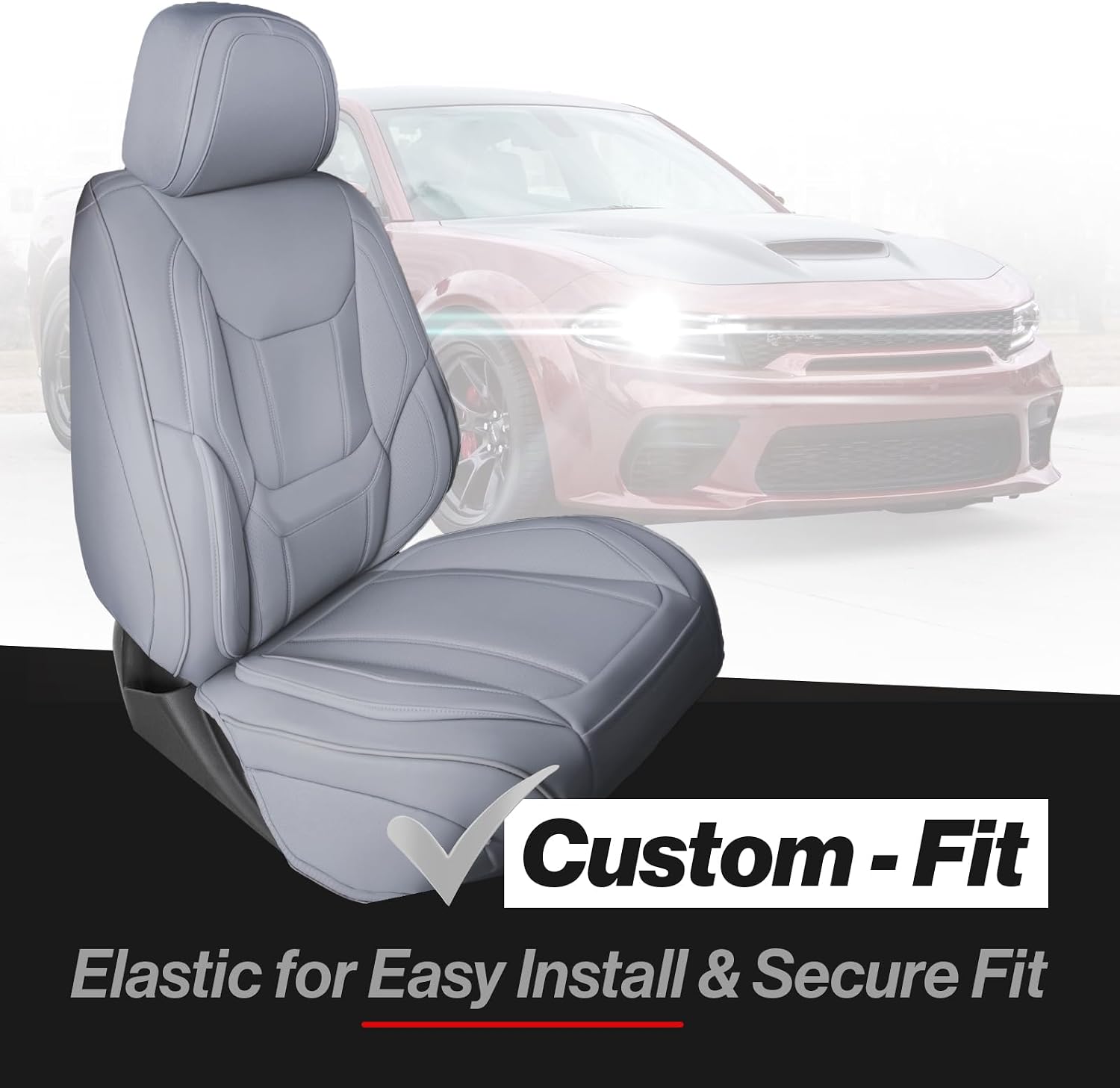 Coverland Custom Car Seat Covers Compatible with 2004-2008 Toyota Solara Convertible - Premium Leather Non-Slip Memory Foam Waterproof Seat Cover Custom fit Interior Protector [Full Set-Gray]
