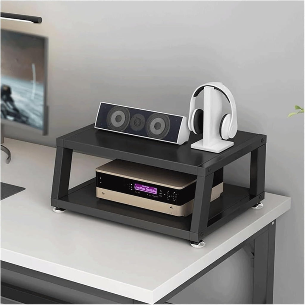 Audio Rack 2/3/4 Tier Stereo Rack Audio Equipment Rack Wooden Audio Rack Cabinet Open Trapezoidal HiFi Rack Strong Stereo Shelf(Nero,40x35x23cm)