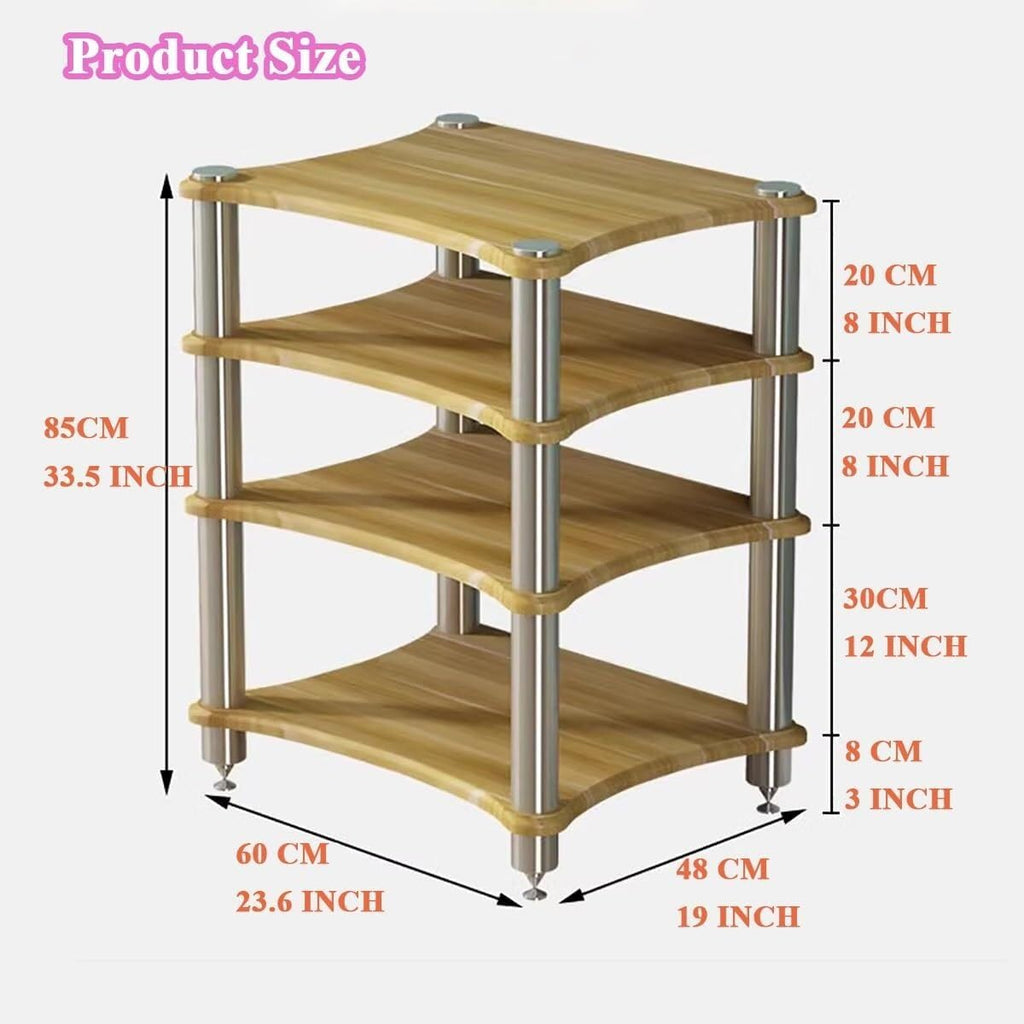 Audio Video Equipment Rack, Media Stand for Record Player, Turntable, Speaker, Gaming Console, Home Theater Storage Unit