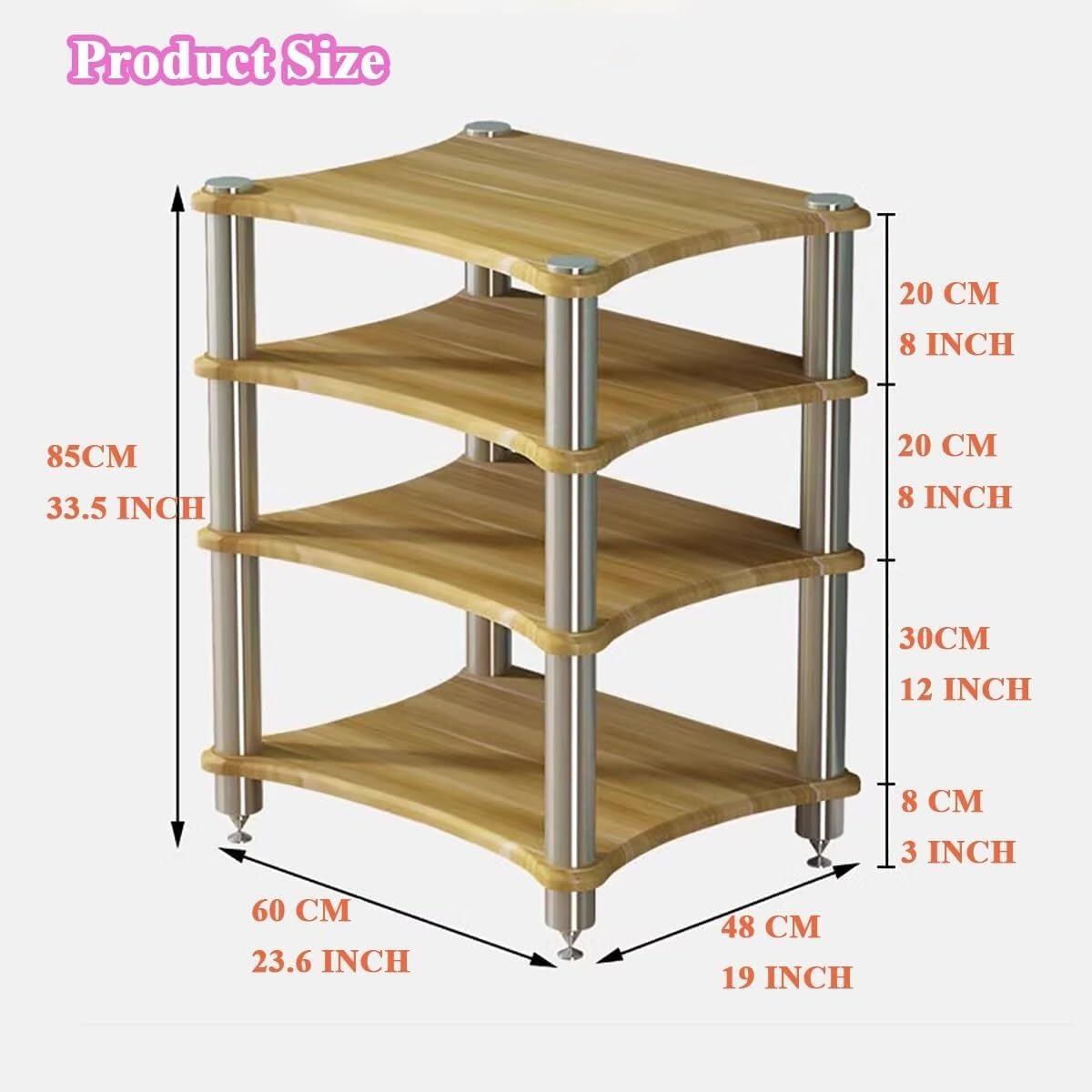 Audio Video Equipment Rack, Media Stand for Record Player, Turntable, Speaker, Gaming Console, Home Theater Storage Unit