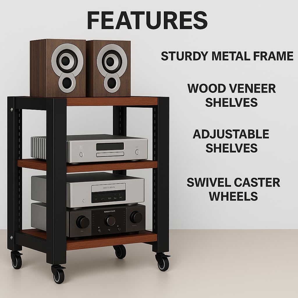 Stereo Racks and Brackets - Adjustable Shelves for Audio Equipment Rack Towers, Metal Frame Racks for Audio Equipment, Stereo Racks and Rack Organizers (Colour A, 3layer)
