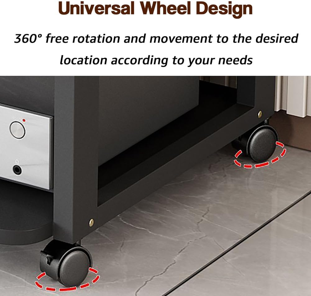 AV Media Stand 3-Tier Movable Record Player DVD CD Audio Rack Tower Holder, Adjustable Media Storage Cabinet, Equipment Console Shelf for Home Office Theater,Black,H27.4in/69.5cm