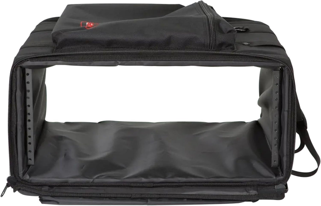 SKB Cases 4U Soft Rack Case for Wireless Microphone Systems with Steel Rails, Heavy Duty Zippers, Outer Pocket and Shoulder Straps, Black