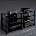 Audio Rack 1/2/3/4 Tier Stereo Rack Audio Equipment Rack Audio Stereo Shelf Wooden HiFi Rack Audio-Video Shelving Shock-Absorbing(Nero,4 Tier)