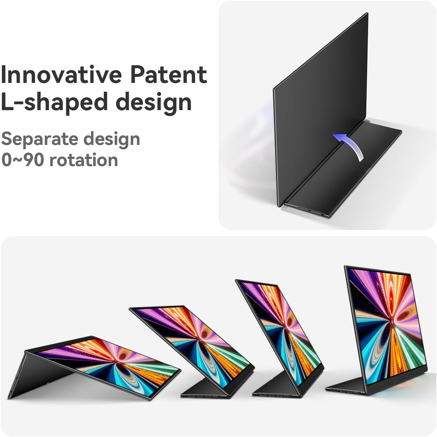 EHOMEWEI Q5 16' 2.5K 120Hz Portable Monitor, QLED 100% DCI-P3 Nano Matte Anti-Glare, Ultra-Slim Aluminum, Mac-Compatible for MacBook Pro/Air, iPad, Laptop, Windows Desktop, Consoles