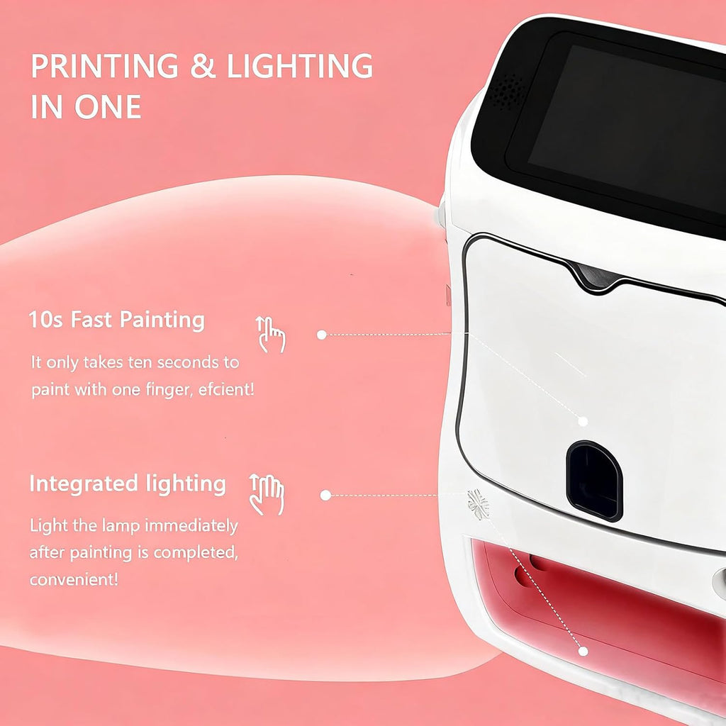 Automatic Smart 3D Art Nail Printer,Digital Mobile Nail Art Printer,Control Through Mobile App, for Beauty & Personal Care for Girls' Home Nails White