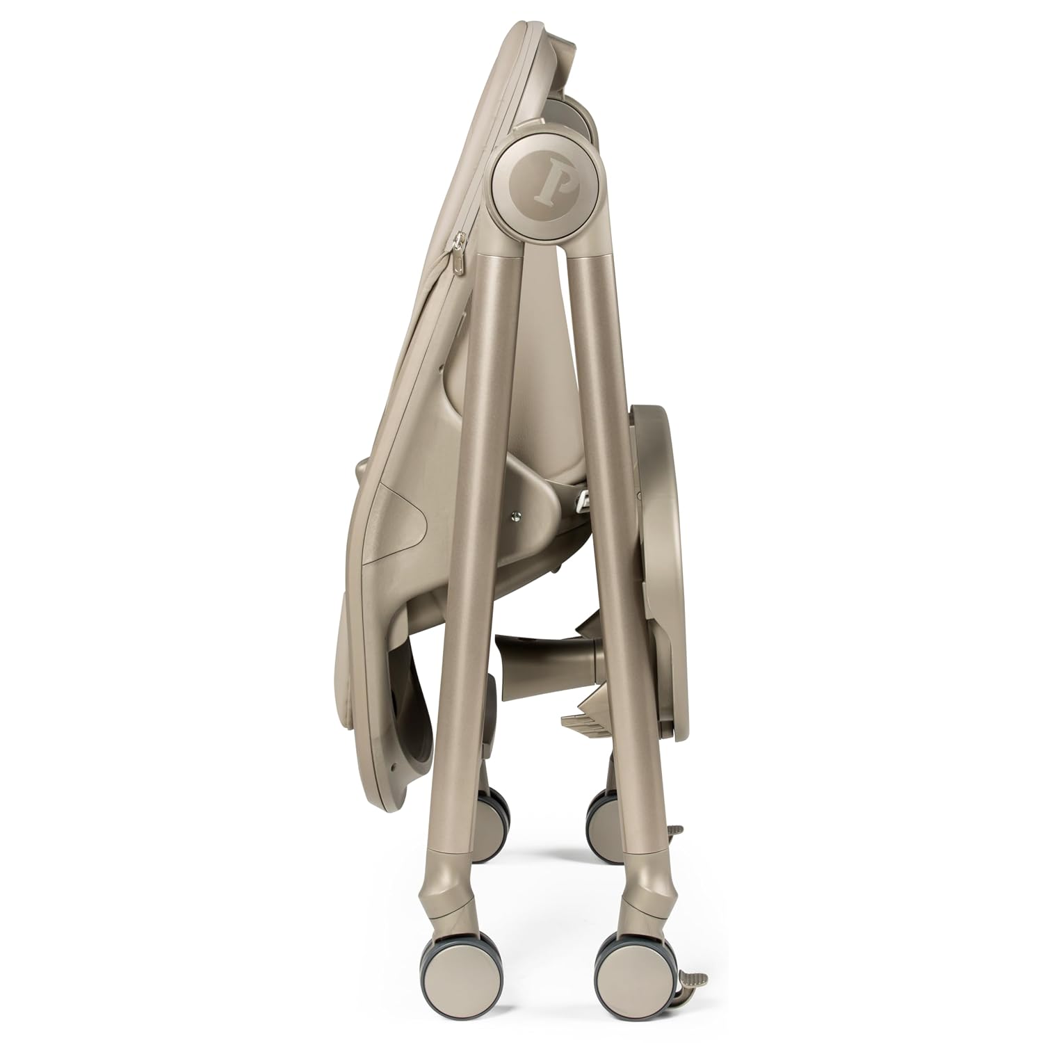 Peg Perego Living, Grow with Baby Folding High Chair & Recliner, Height Adjustable, Quick Clean & Easy Push Wheels for Babies & Toddlers, Made in Italy, Space Sand