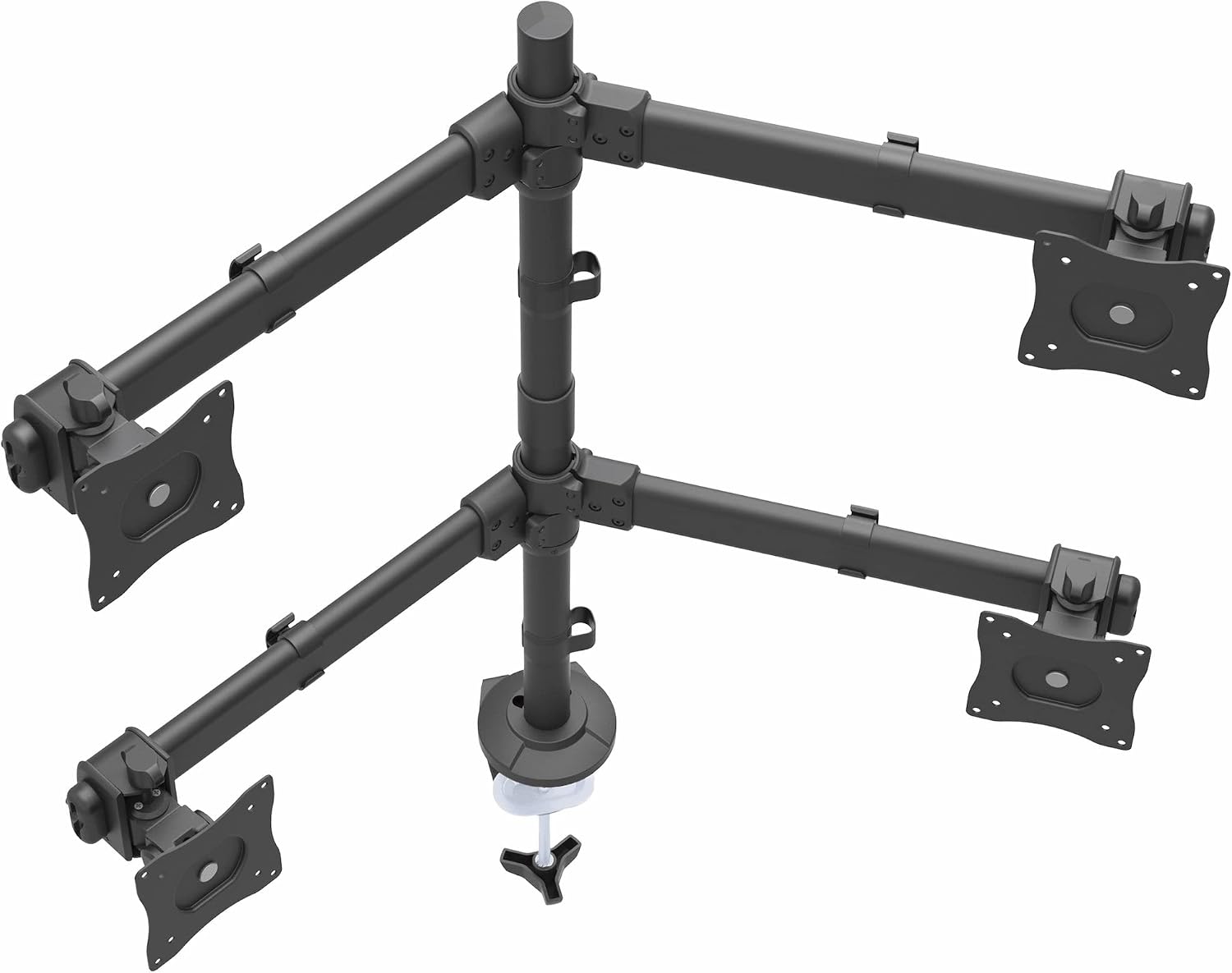 StarTech.com Desk Mount Quad Monitor Arm - Ergonomic VESA 4 Monitor Mount 2x2 up to 27' - Articulating & Height Adjustable Pole Mount - Tilt/Swivel/Rotate LCD/LED Screen - Clamp/Grommet (ARMQUAD)
