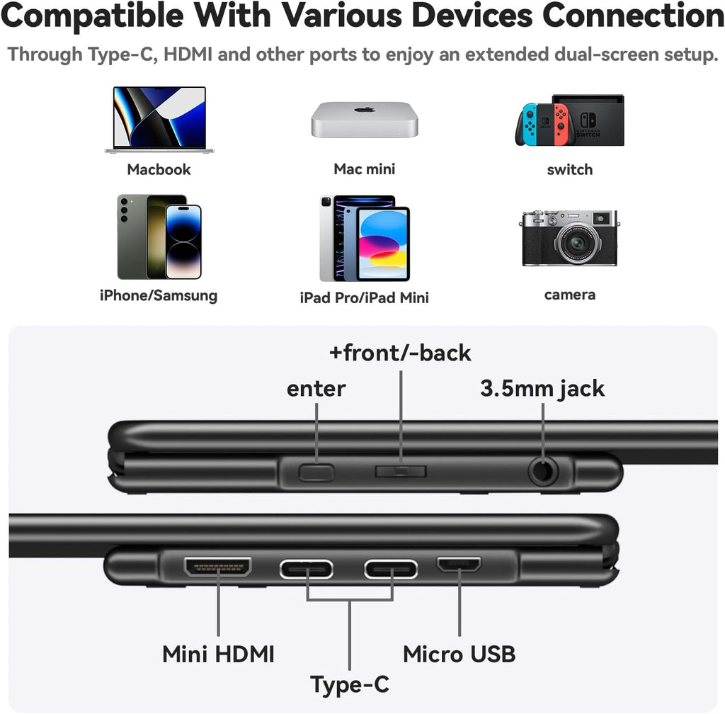 EHOMEWEI Q5 16' 2.5K 120Hz Portable Monitor, QLED 100% DCI-P3 Nano Matte Anti-Glare, Ultra-Slim Aluminum, Mac-Compatible for MacBook Pro/Air, iPad, Laptop, Windows Desktop, Consoles