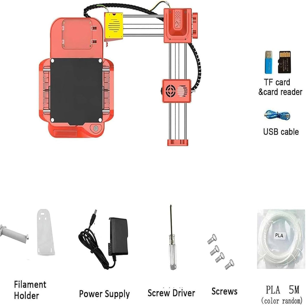 3D Printer,Mini Desktop Printing Machine with TF Card,with Removable Build Surfaces Plate, Fully Open Source Silent,for Beginners Kids Student Educatio Filaments (Red)