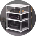 Professional Hi-Fi Rack Amplifier Stand AV Equipment Shelf, 2/3/4-Tier Audio Storage Cabinet with Anti-Vibration Feet for Receiver Turntable Speaker Home Theater(White,60 * 48 * 80cm(4Tier))