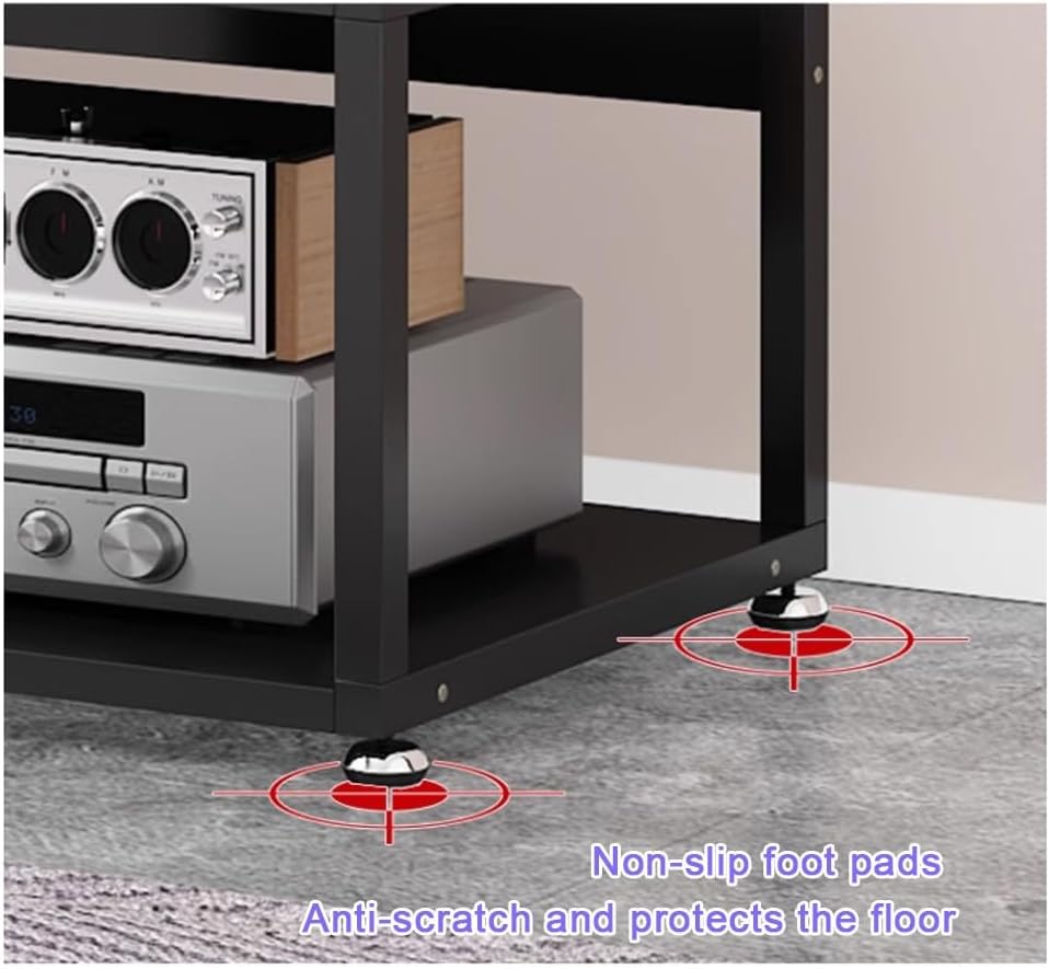 Heavy Duty 4-Tier Audio Component Rack, AV Media Stand for HiFi Amplifiers, Stereo Receivers & Record Players - Durable Black Display Stand for Home Audio Equipment, 50x40x69.5CM