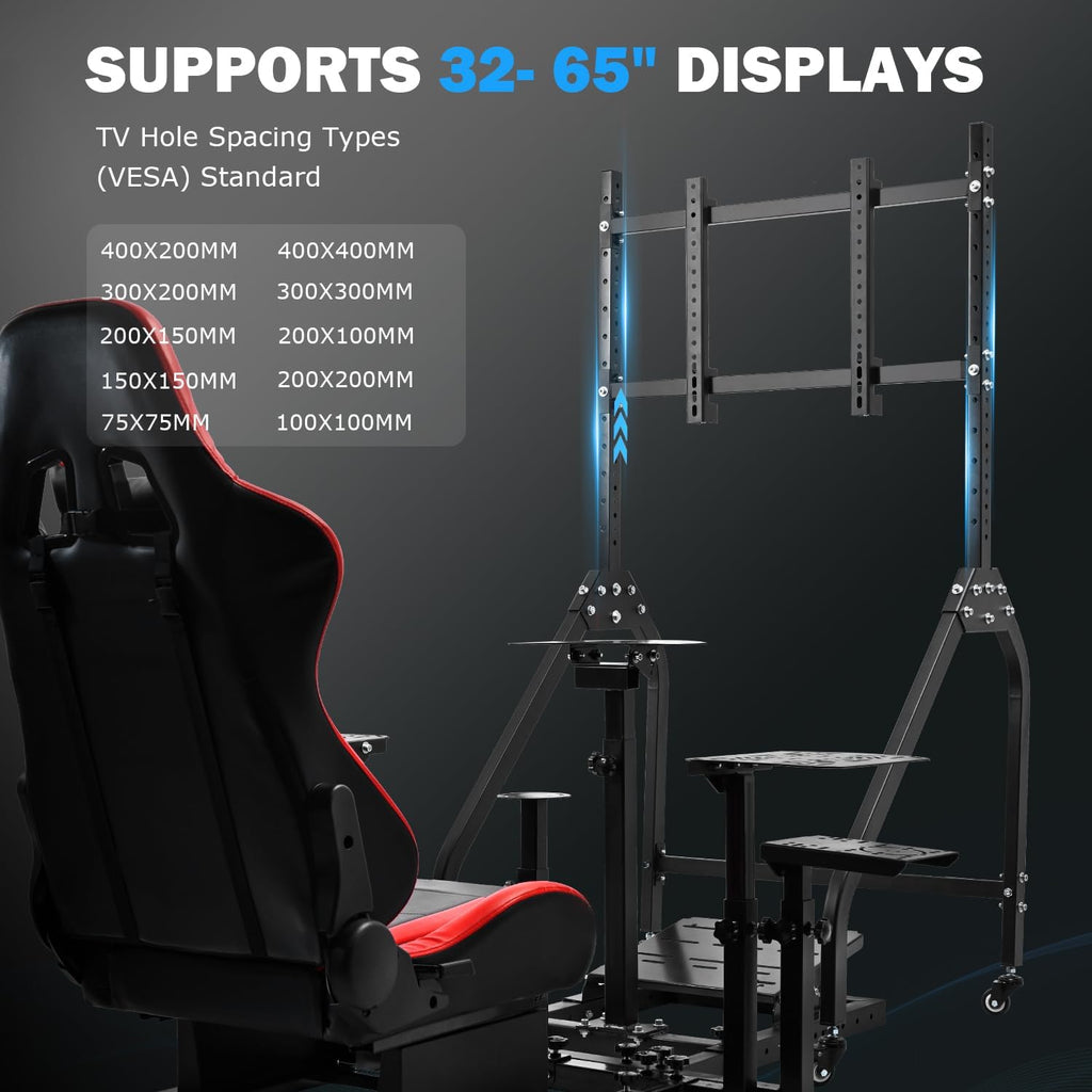 Anman Flight Racing Sim Cockpit with Monitor Stand and Adjustable Ergonomic Seat, Direct-Drive Ready 10Nm, 27-65' Display Mount