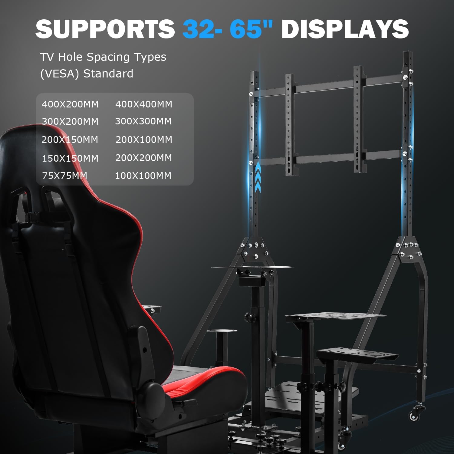 Anman Flight Racing Sim Cockpit with Monitor Stand and Adjustable Ergonomic Seat, Direct-Drive Ready 10Nm, 27-65' Display Mount