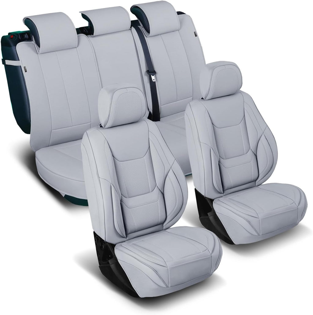 Coverland Custom Car Seat Covers Compatible with 2004-2008 Toyota Solara Convertible - Premium Leather Non-Slip Memory Foam Waterproof Seat Cover Custom fit Interior Protector [Full Set-Gray]