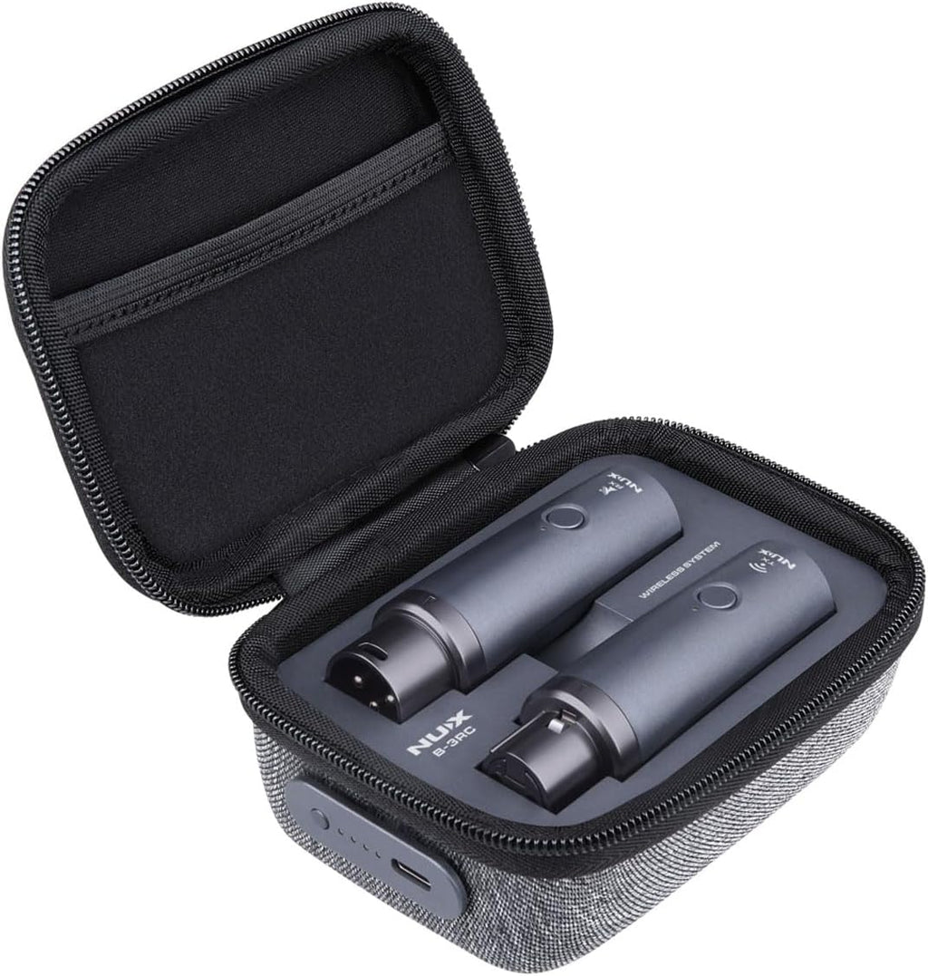 NUX B-3RC 2.4GHz Microphone Wireless System with Charging Case, Microphone Bundle, 24-bit/44.1kHz, Long Distance Transmission, Ultra-Low Latency, Long Lasting Battery, Auto Pairing