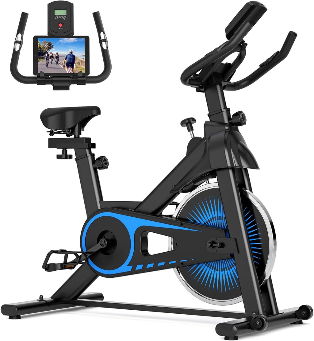 Exercise Bike,Adjustable Resistance Indoor Cycling Bike for Home Exercise - Stationary Bike with Smartphone Holder, LCD Display & Heart Rate Monitor