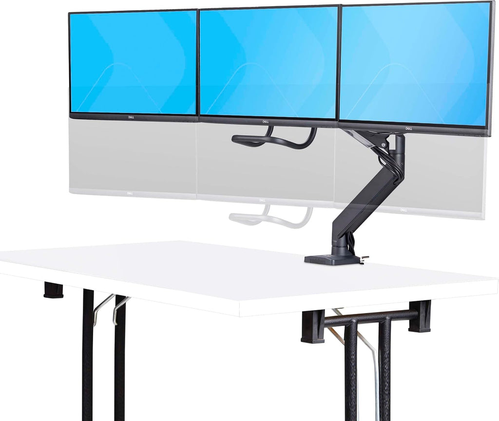 StarTech.com Desk Mount Triple Monitor Arm w/Crossbar for Up to Three 27in Screens, VESA 75x75/100x100, Tool-Less Arm Adjustments