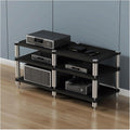 Stereo Stands Modern Audio Rack Tower AV Media Stand Wooden Tiered Shelves 2 Tier,3 Tier,4 Tier Audio Rack Shelf AV Media Player Stand(Black,3 Tier)