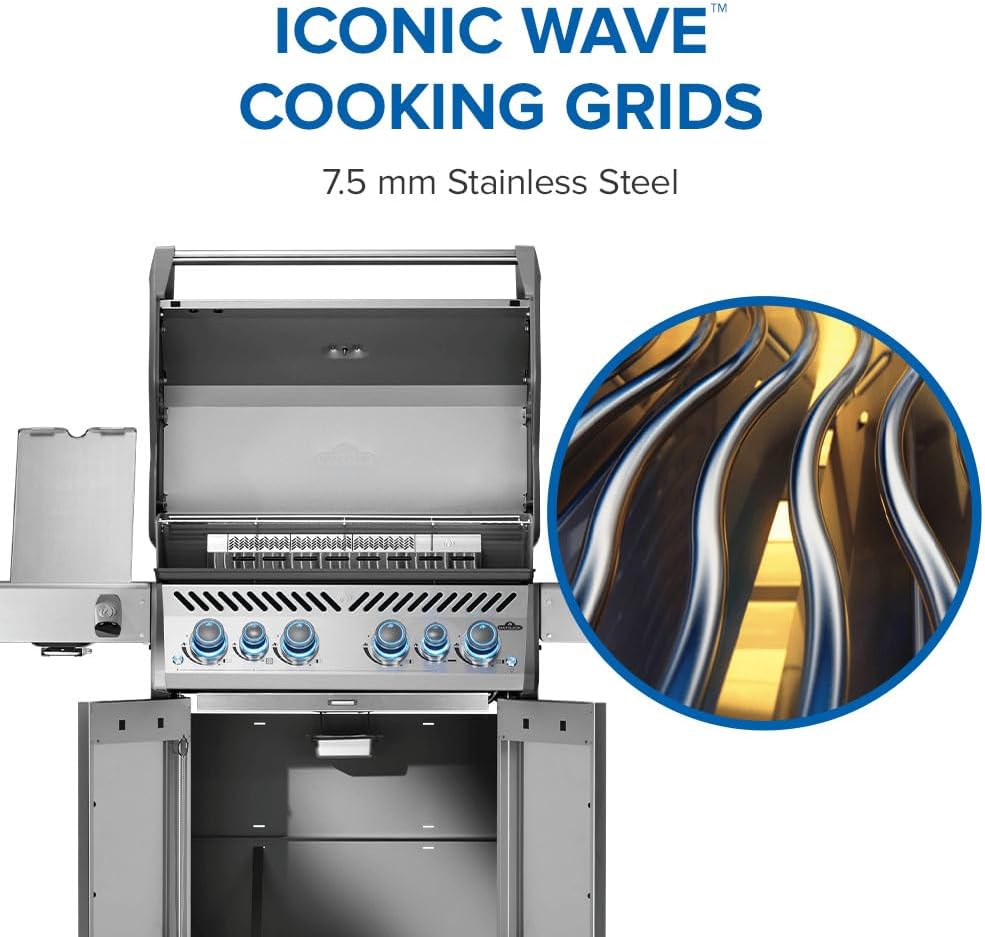 Napoleon Rogue PRO-S 525 Natural Gas Grill with Infrared Side and Rear Burners, Stainless Steel, Durable 6-Burner Cooking Surface