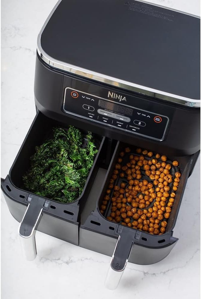 Ninja Foodi DZ100 4-in-1 8-qt 2-Basket Air Fryer with DualZone Technology Black (Renewed)