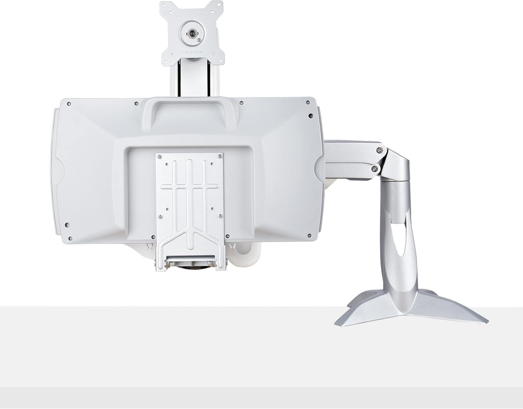 StarTech.com Sit-Stand Monitor Arm with Keyboard Tray - Adjustable Desk Mount Sit-Stand Workstation Arm for Single 27' VESA Display - Ergonomic Articulating Standing Desk Converter, TAA