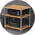 HiFi Audio Rack & Amplifier Stand for Home Theater, 2/3/4-Tier AV Equipment Shelf with Spikes Audio-Visual Shelving for Receiver, Turntable, Speaker(Wood,60 * 48 * 59cm(3Tier))