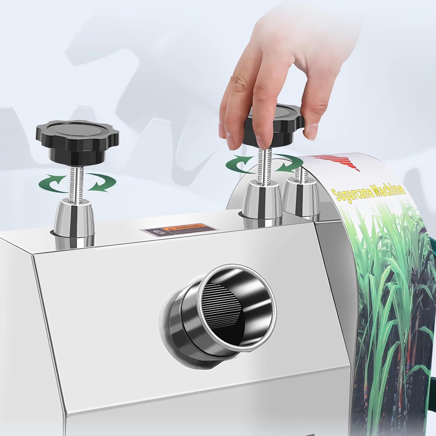 TECHTONGDA Efficient Manual Sugar Cane Juicer Machine, 330LB/H Output Sugar Cane Juicer Press, 2.4' Large Inlet Sugarcane Press Extractor with 2 Peeling Knives, Ideal for Homes, Shops, Restaurants