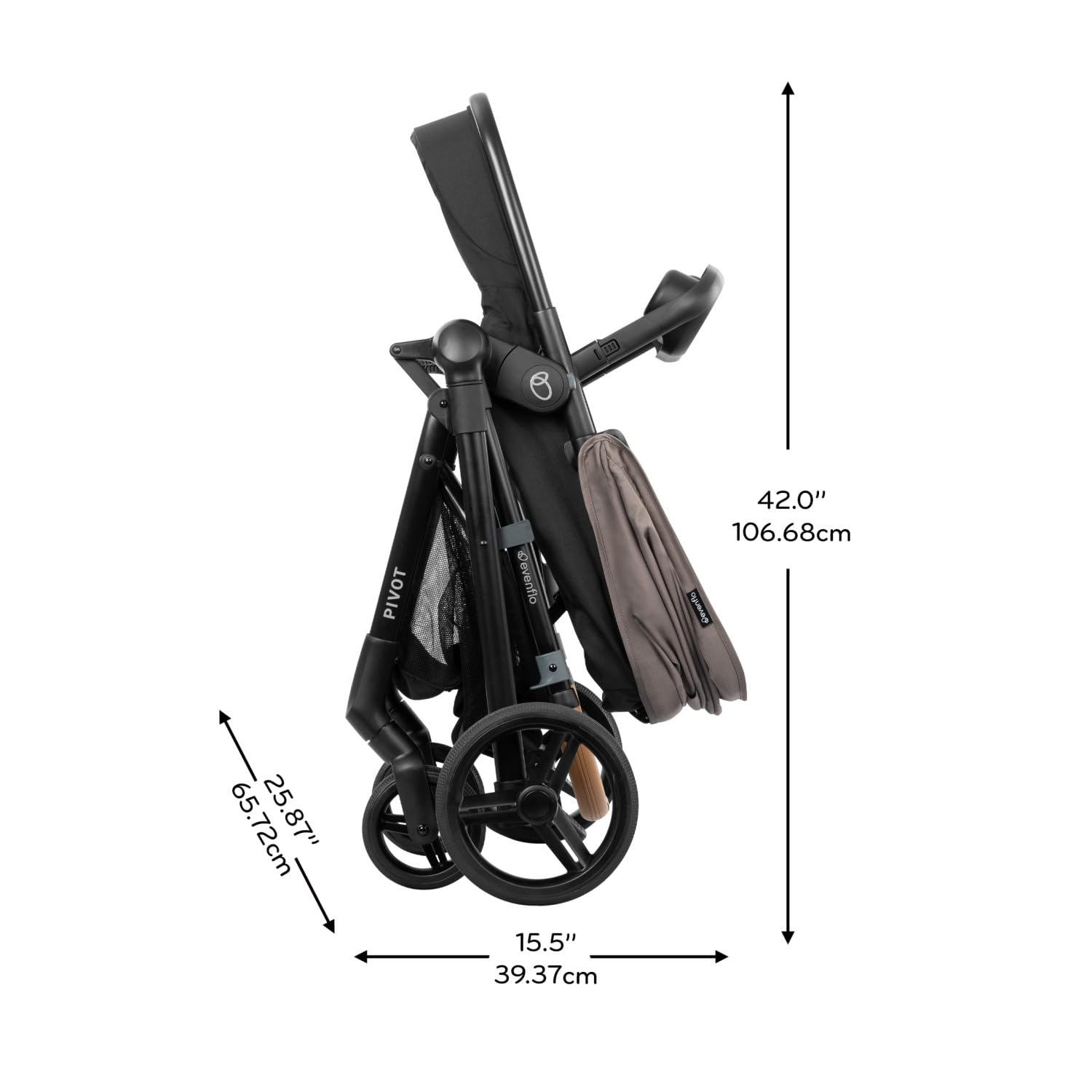 Evenflo Pivot NXT Travel System w/ Revolve180 LiteMax NXT Infant Car Seat (Driftwood Brown)